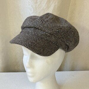 Vintage Wool Brown/Tan Tweed Newsboy Cap